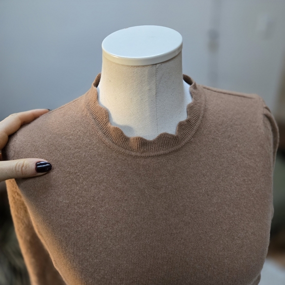 100% Cashmere Designer Maxi Thick Cashmere M Puff Sleeve Bodycon Collar - Picture 3 of 7